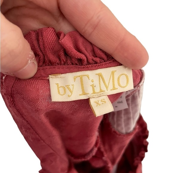 By Timo Button Back Floral Victorian Dark Pink Long Sleeve Blouse XS Bytimo - Picture 7 of 8